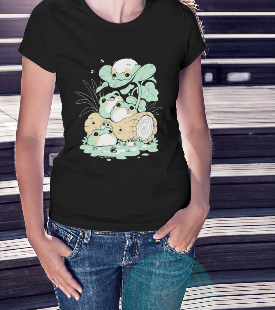 Sugar Bunny Shop Blob Frogs Log T-Shirt