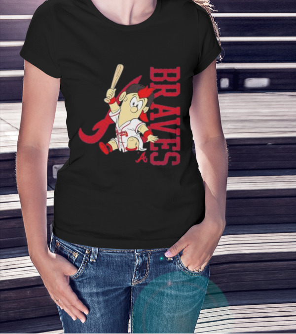 Atlanta Braves Infant Mascot 2.0 Cartoon Batting Character T-Shirt