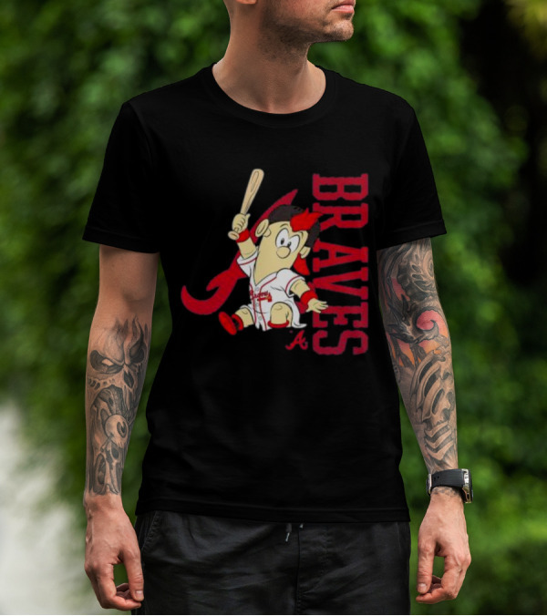 Atlanta Braves Infant Mascot 2.0 Cartoon Batting Character T-Shirt