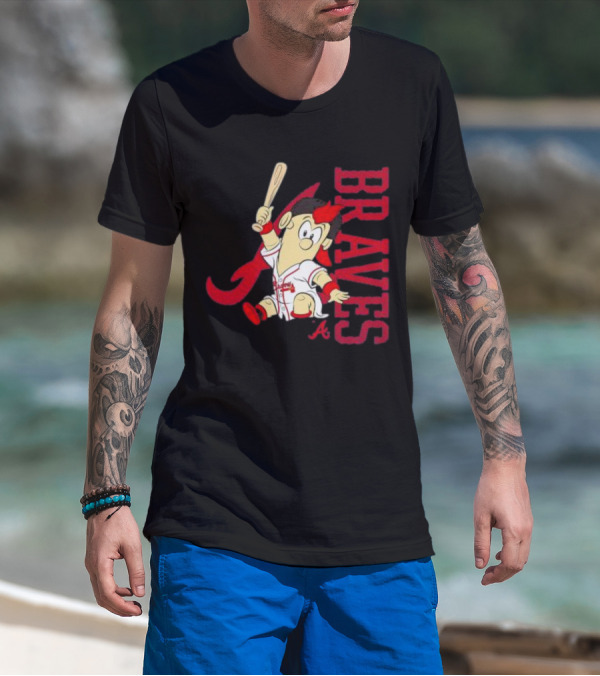 Atlanta Braves Infant Mascot 2.0 Cartoon Batting Character T-Shirt