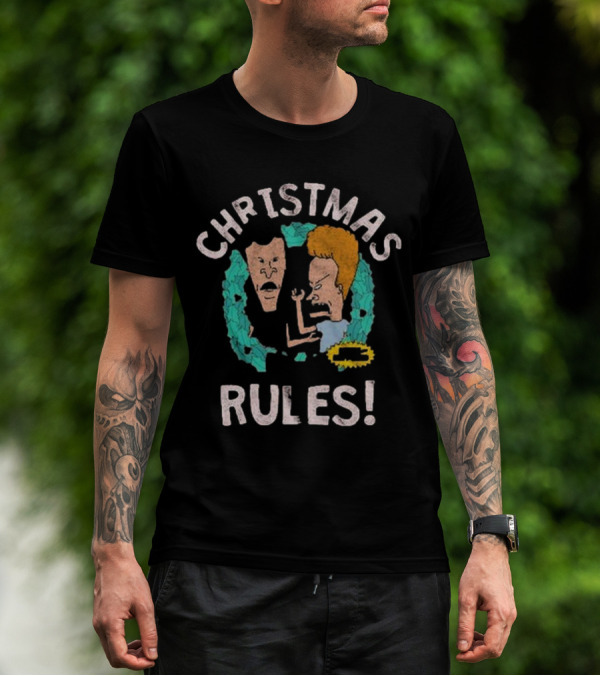 Christmas Rules Beavis And Butt-Head Wreath T-Shirt