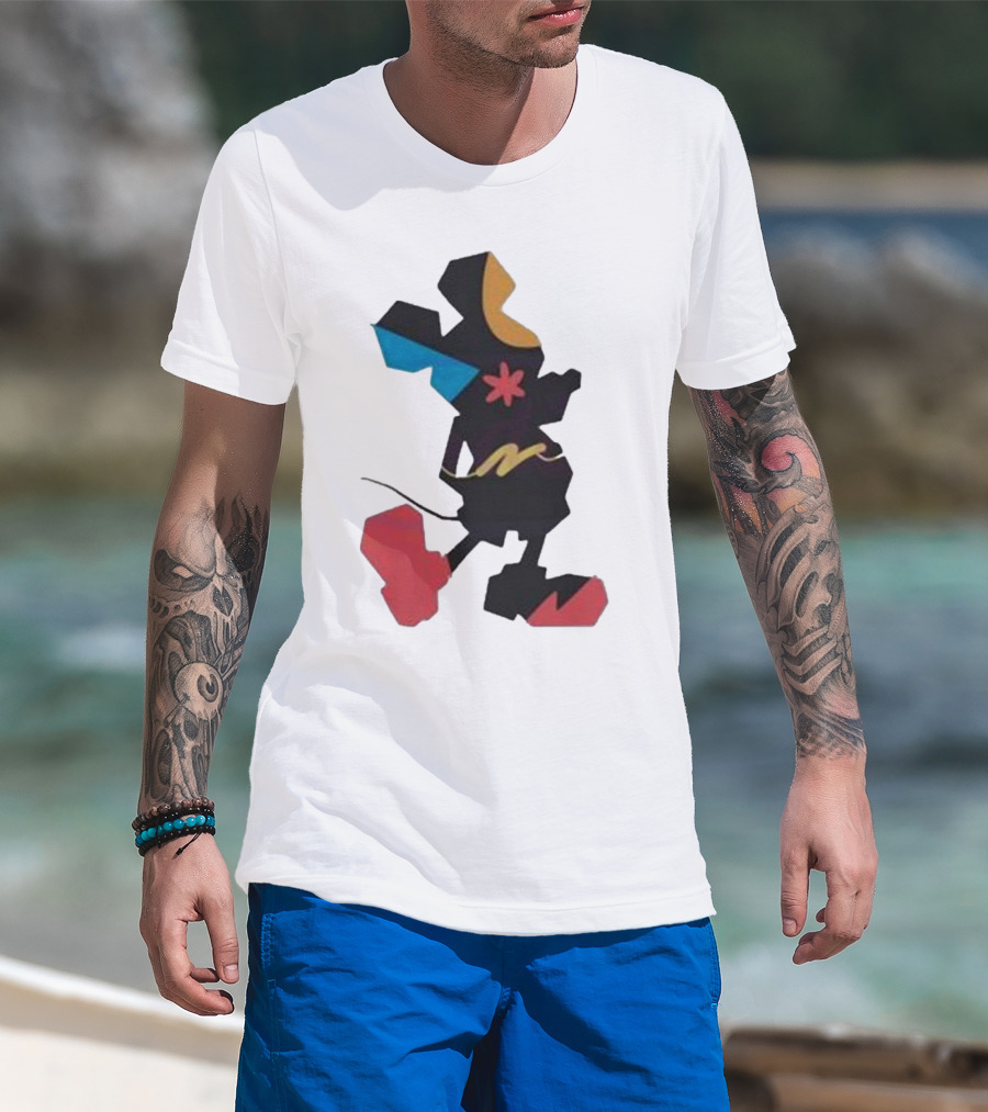Disney World Funny Mickey Stands Abstract Colorful T-Shirt