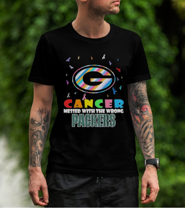 Cancer Messed With The Wrong Packers Colorful Awareness T-Shirt