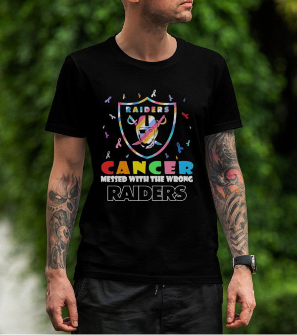 Cancer Messed With The Wrong Raiders Cancer Awareness Ribbon Raiders T-Shirt