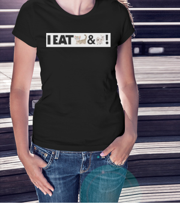 I Eat Cat And Donkey Cartoon Animals T-Shirt