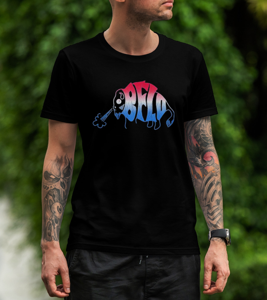 Bflo Buffalo Graphic Red Blue Gradient Buffalo T-Shirt