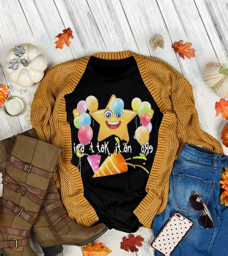 Cringeytees I Can’t Take It Anymore Smiling Star Balloons Party Hat T-Shirt