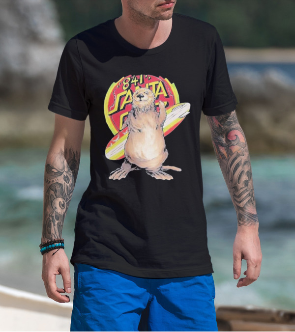 841 Santa Cruz Locals Only Awaswas Territory Otter With Surfboard T-Shirt