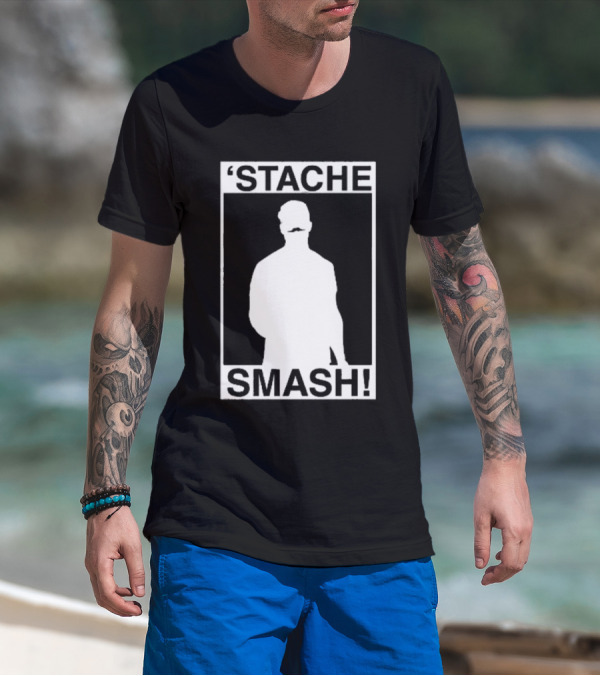 'Stache Smash Silhouette Mustache Bold Contrast T-Shirt