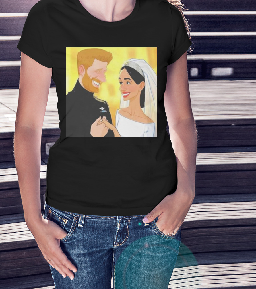 Meghan And Harry Cartoon Wedding T-Shirt