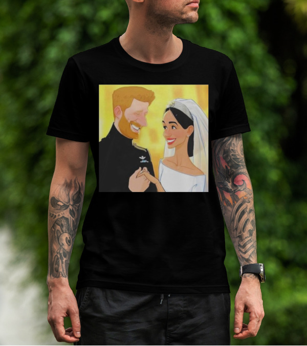 Meghan And Harry Cartoon Wedding T-Shirt