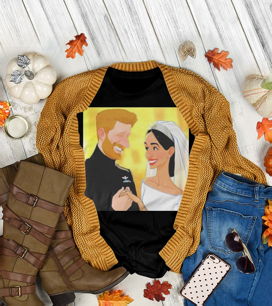 Meghan and Harry Cartoon Wedding T-Shirt