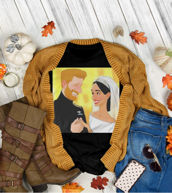 Meghan And Harry Cartoon Wedding T-Shirt