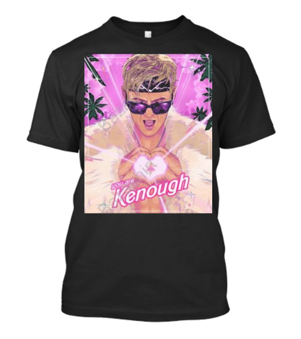 Barbie Oppenheimer You Are Kenough Retro Vibes Pink Palm Background T-Shirt