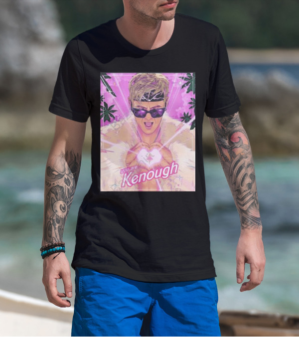 Barbie Oppenheimer You Are Kenough Retro Vibes Pink Palm Background T-Shirt