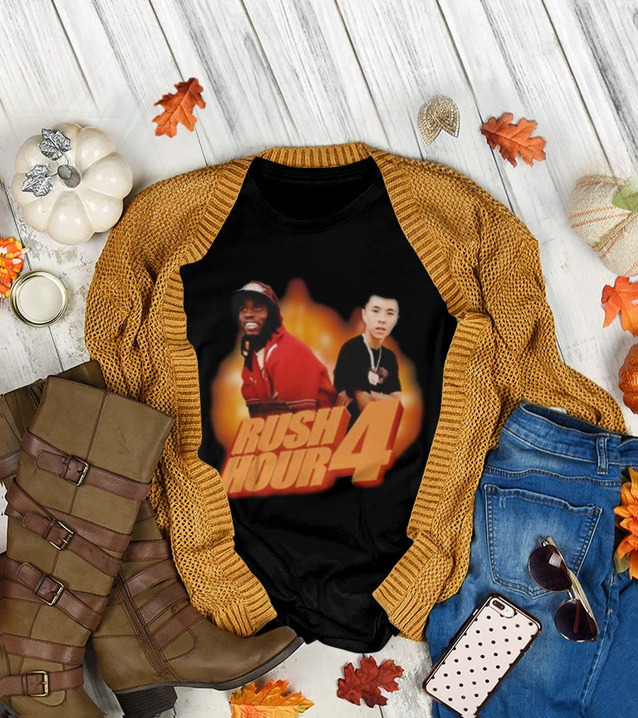 Rush Hour 4 Comedy Duo Flame Background T-Shirt