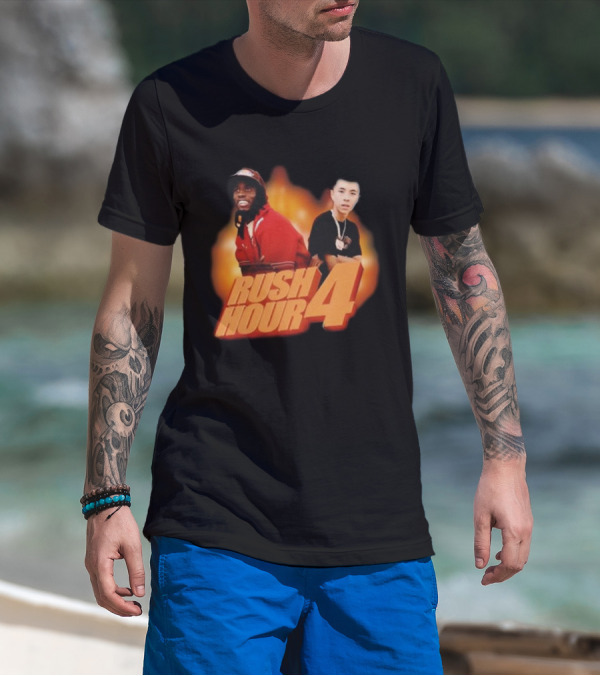 Rush Hour 4 Comedy Duo Flame Background T-Shirt