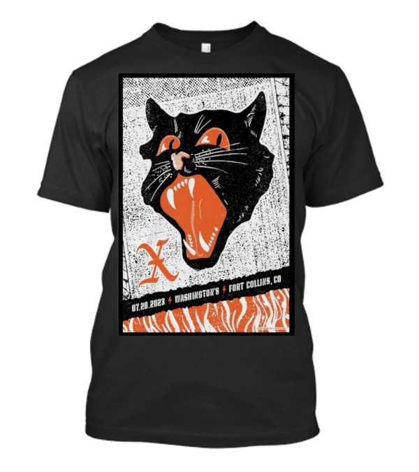 X The Band Fort Collins Event Washington’s 07.20.2023 Black Cat T-Shirt