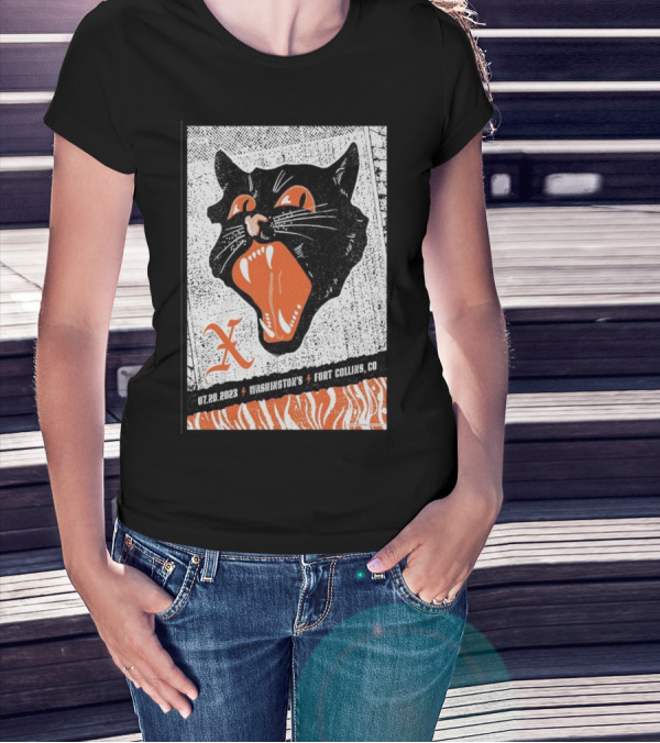 X The Band Fort Collins Event Washington’s 07.20.2023 Black Cat T-Shirt