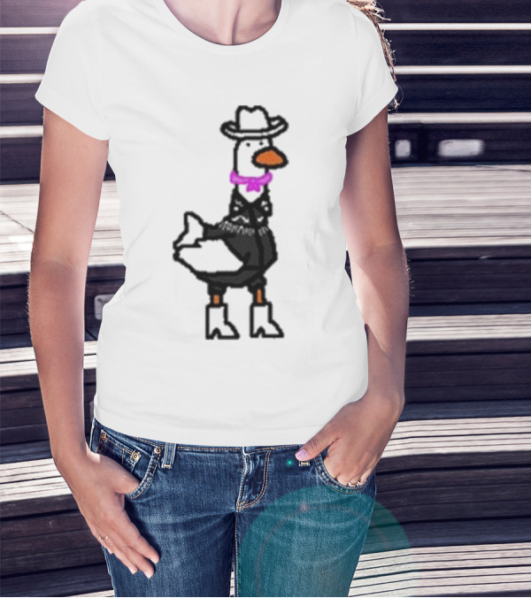 Ryan Goose-Ling Barbie Goose Wearing Cowboy Hat And Pink Bowtie T-Shirt
