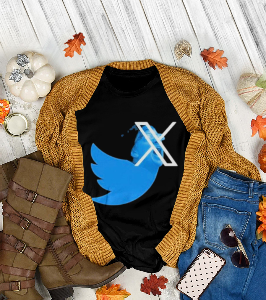 Twitter X Logo with Funny Expression T-Shirt