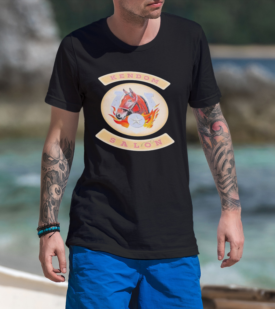 Kendom Saloon Horse Horseshoe Star Flames T-Shirt