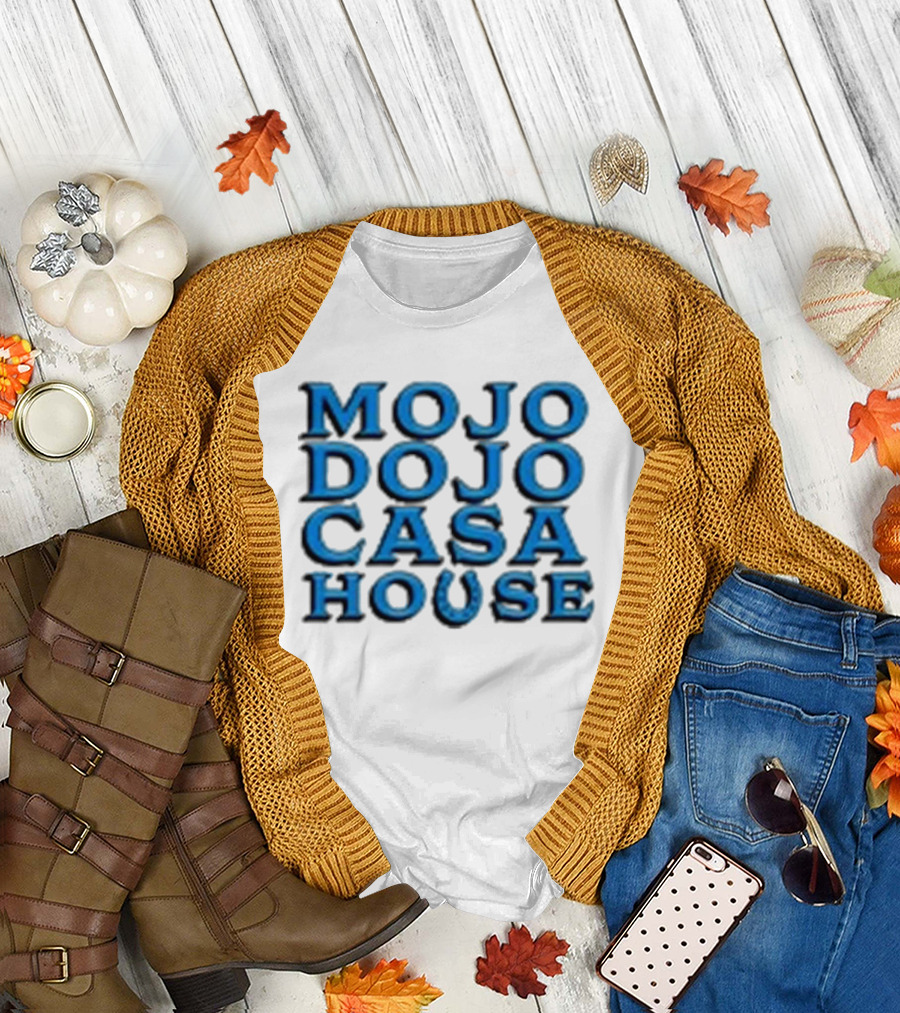 Mojo Dojo Casa House Bold Text Blue Lettering T-Shirt