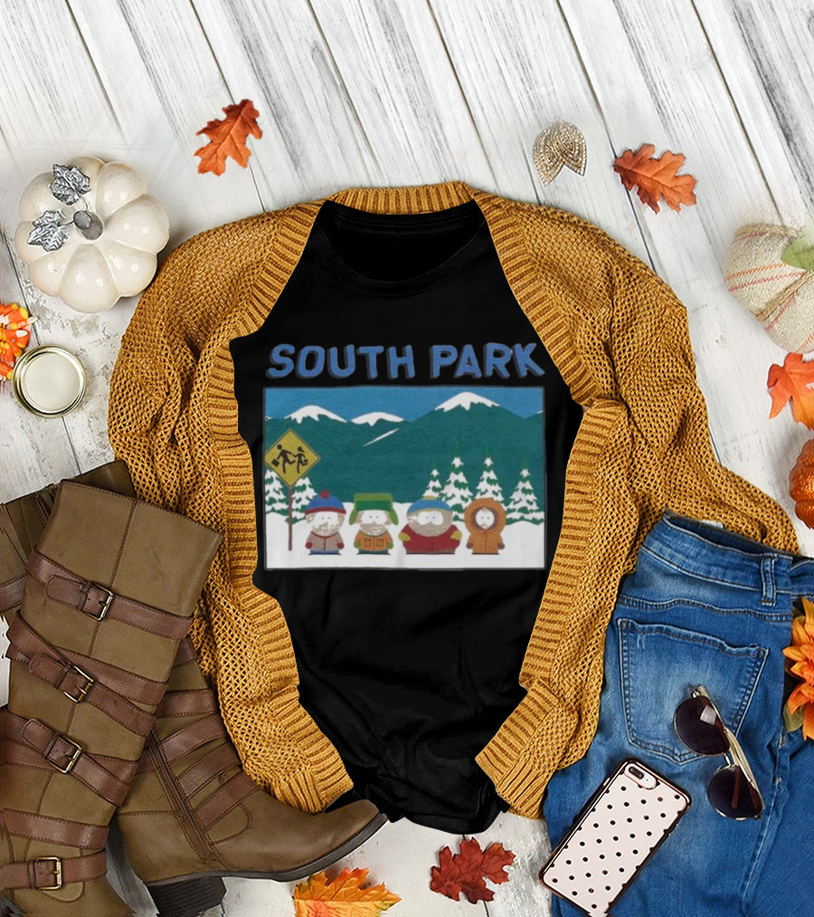 SOUTH PARK Mountain Landscape Characters Scene T-Shirt