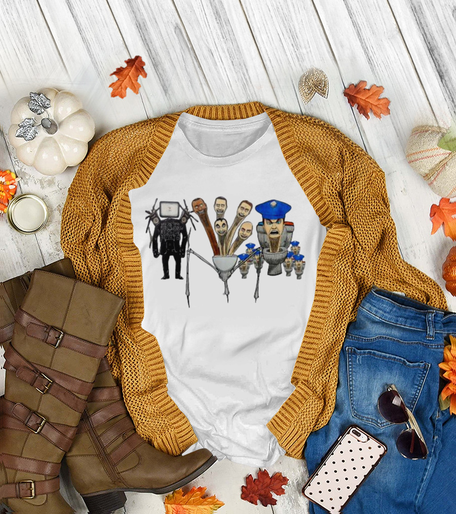 Skibidi Toilet Meme Character Mashup Extravaganza T-Shirt