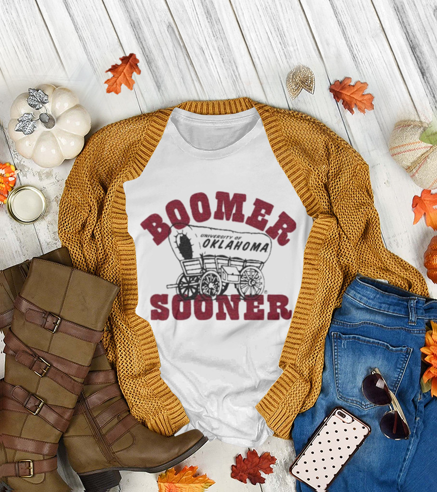 Boomer Sooner University of Oklahoma Wagon Design Ash T-Shirt
