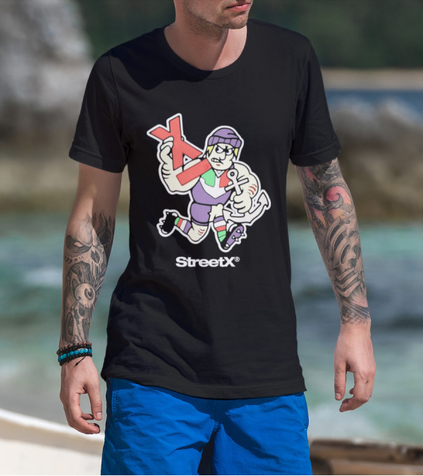 Fremantle Dockers Mens Street X AFL 90s Mascot Character With Anchor And Red X T-Shirt