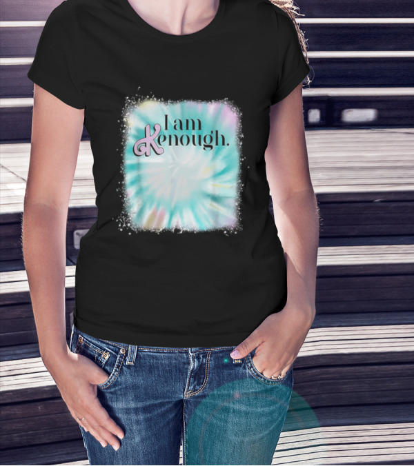 Pinky Ken I Am Ken Enough Tie-Dye Spiral Text T-Shirt