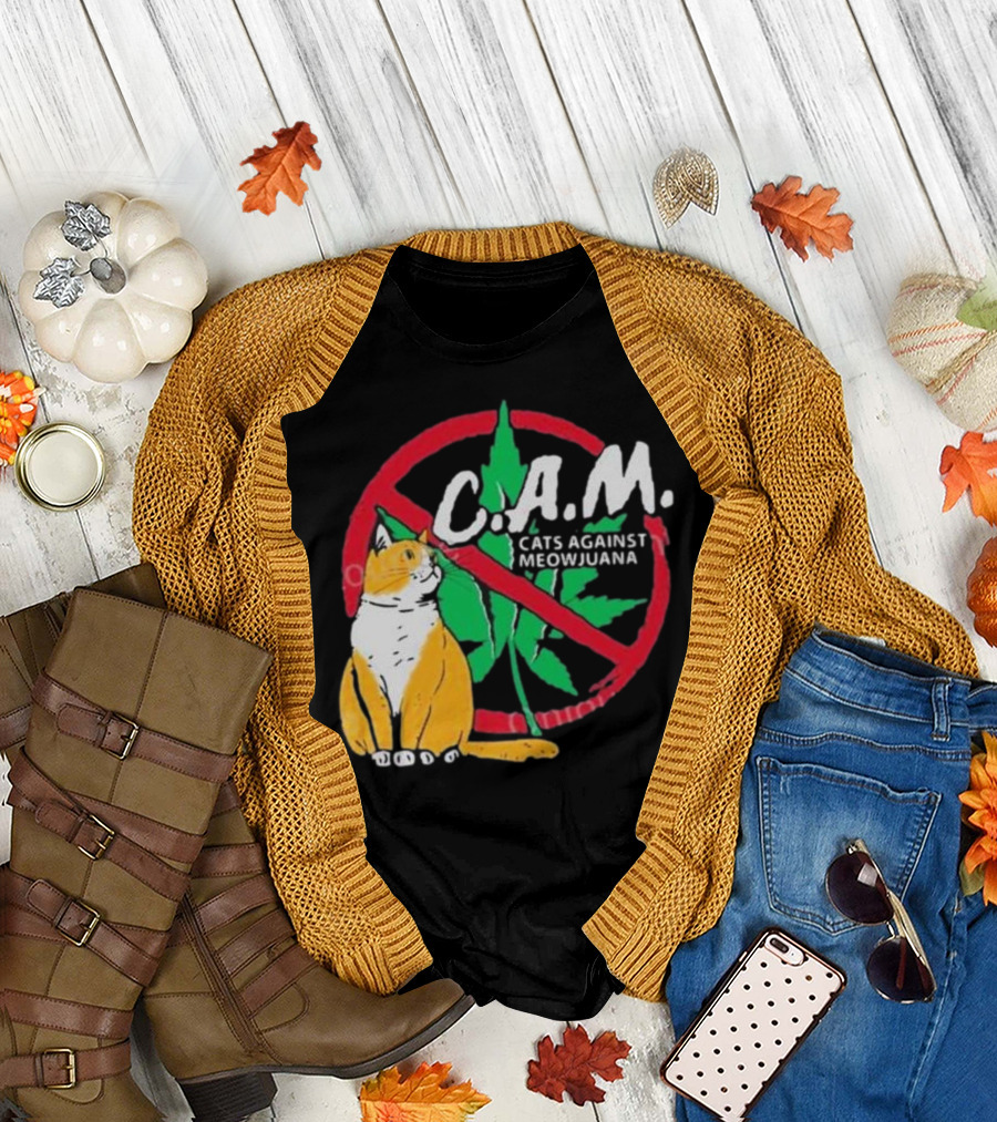C.A.M. Cats Against Meowijuana Leaf with Tabby T-Shirt