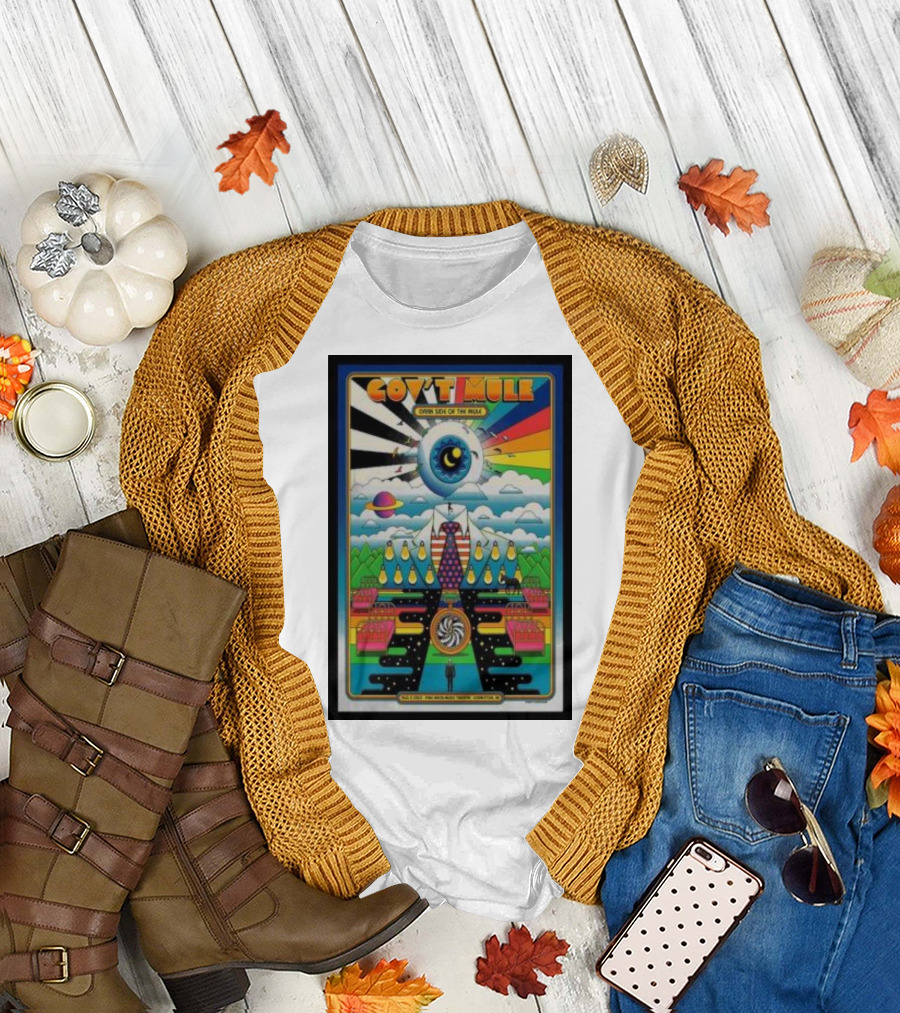 Gov’t Mule Dark Side of the Mule Tour Clarkston Vibrant Psychedelic Eye Sun Road T-Shirt
