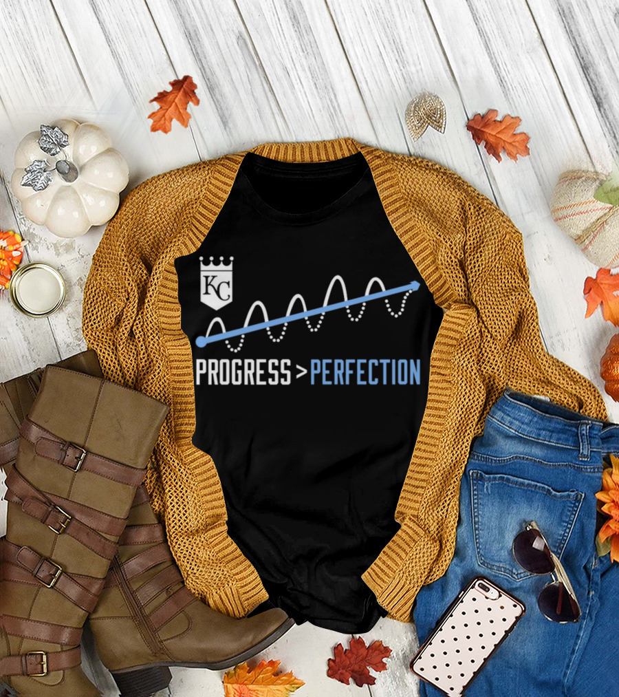 KC Progress Greater Than Perfection Crown Emblem Wavy Line T-Shirt