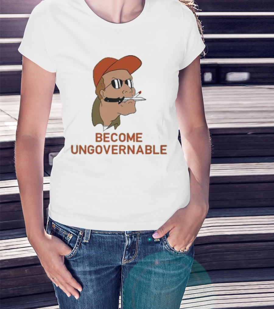 Become Ungovernable Rusty Shackleford Smoking Character With Sunglasses And Orange Hat T-Shirt