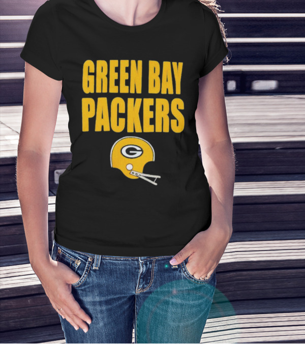Green Bay Packers Helmet Logo And Text Football Fan Gear T-Shirt