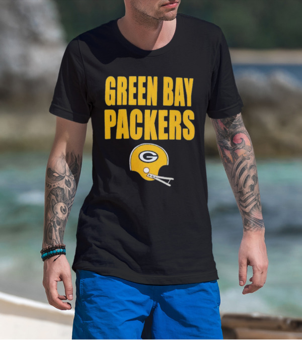 Green Bay Packers Helmet Logo And Text Football Fan Gear T-Shirt