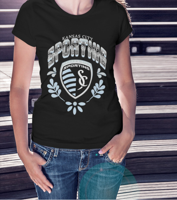 Kansas City Sporting KC Logo With Serape Pattern And Laurel Leaves T-Shirt