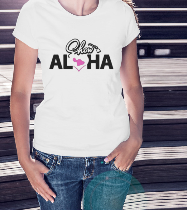Show Aloha Challenge Maui Map Heart Icon Hawai'i T-Shirt