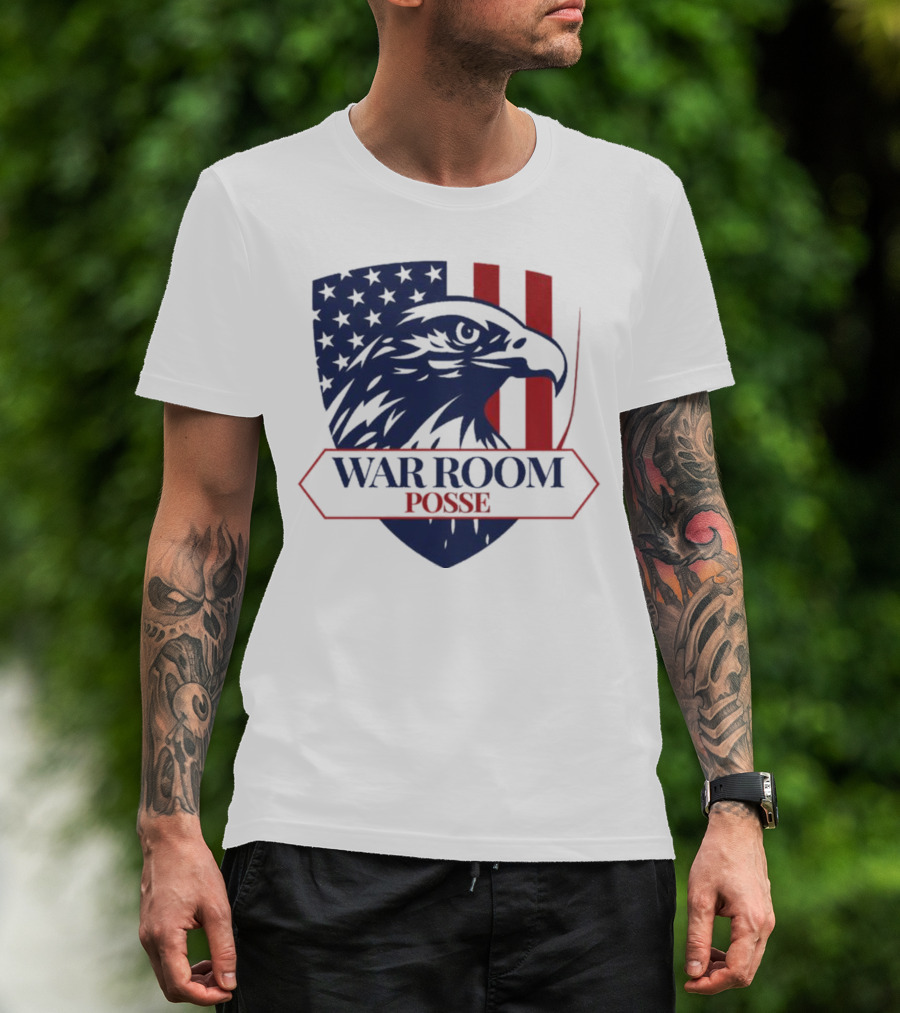 War Room Posse Eagle Shield U.S. Flag Stripes Badge T-Shirt
