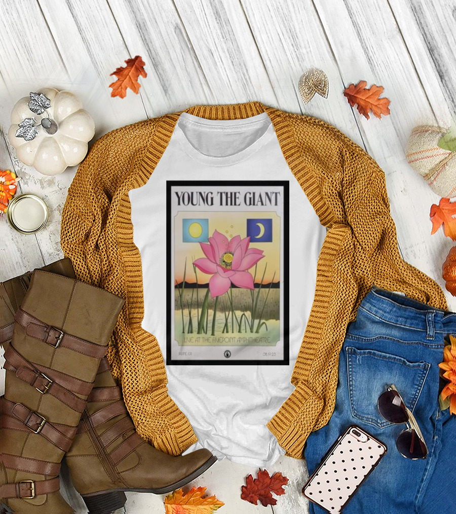 Young The Giant Live at the FivePoint Amphitheatre Irvine CA 08 19 23 Lotus Flower Sun Moon T-Shirt