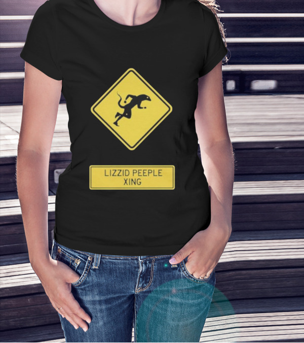 Lizzid Peeple Xing Sign Caution Black And Yellow Warning T-Shirt