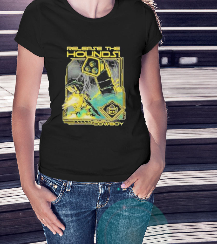 Release The Hounds Cowboy Robot Lightning T-Shirt