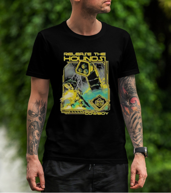 Release The Hounds Cowboy Robot Lightning T-Shirt