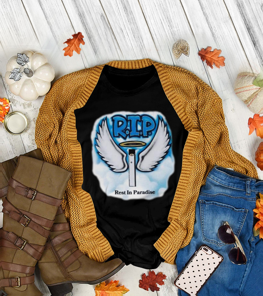 RIP Juul Rest In Paradise Angel Wings Halo Clouds T-Shirt