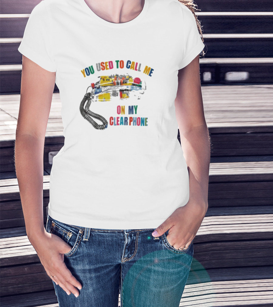 You Used To Call Me On My Clear Phone Rainbow Corded Telephone T-Shirt