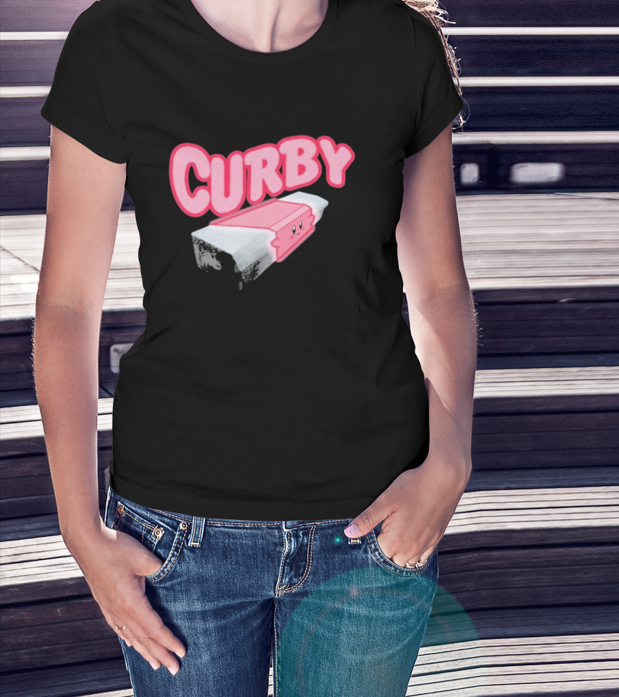 CURBY Pink Brick Character T-Shirt