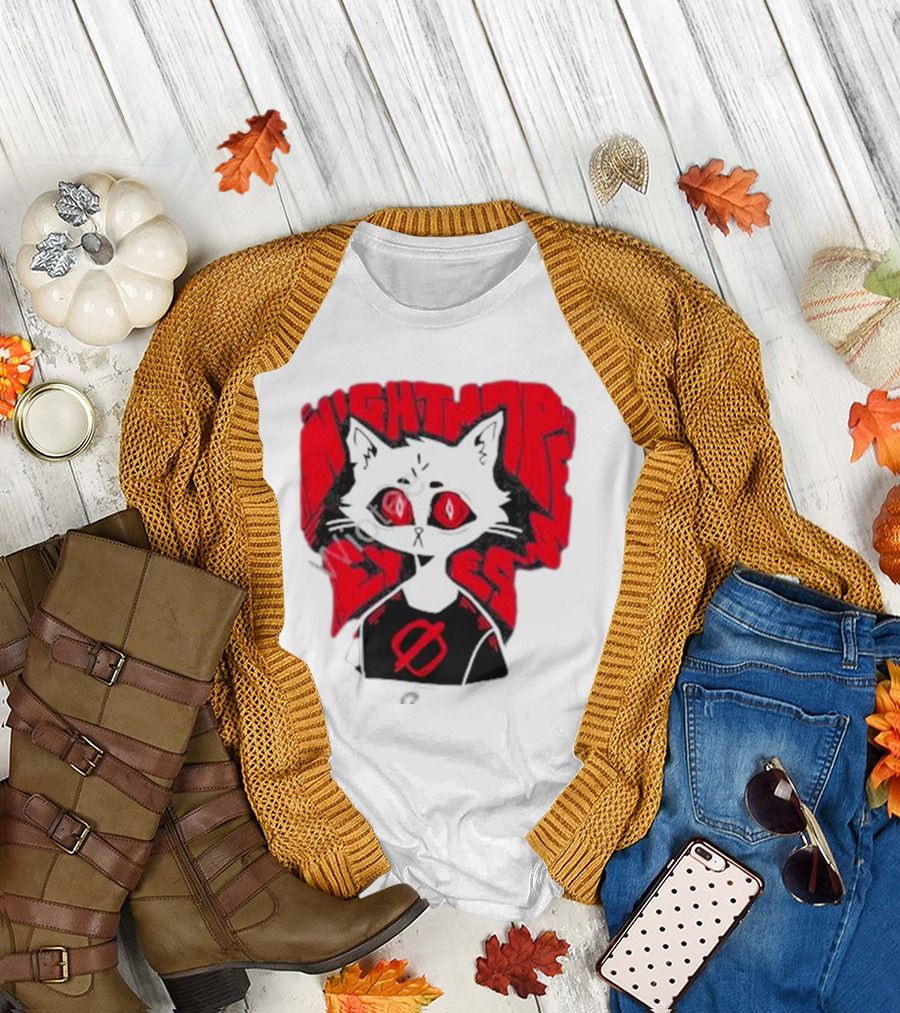 Nightmare Eyes Cat with Red Eyes and Zero T-Shirt