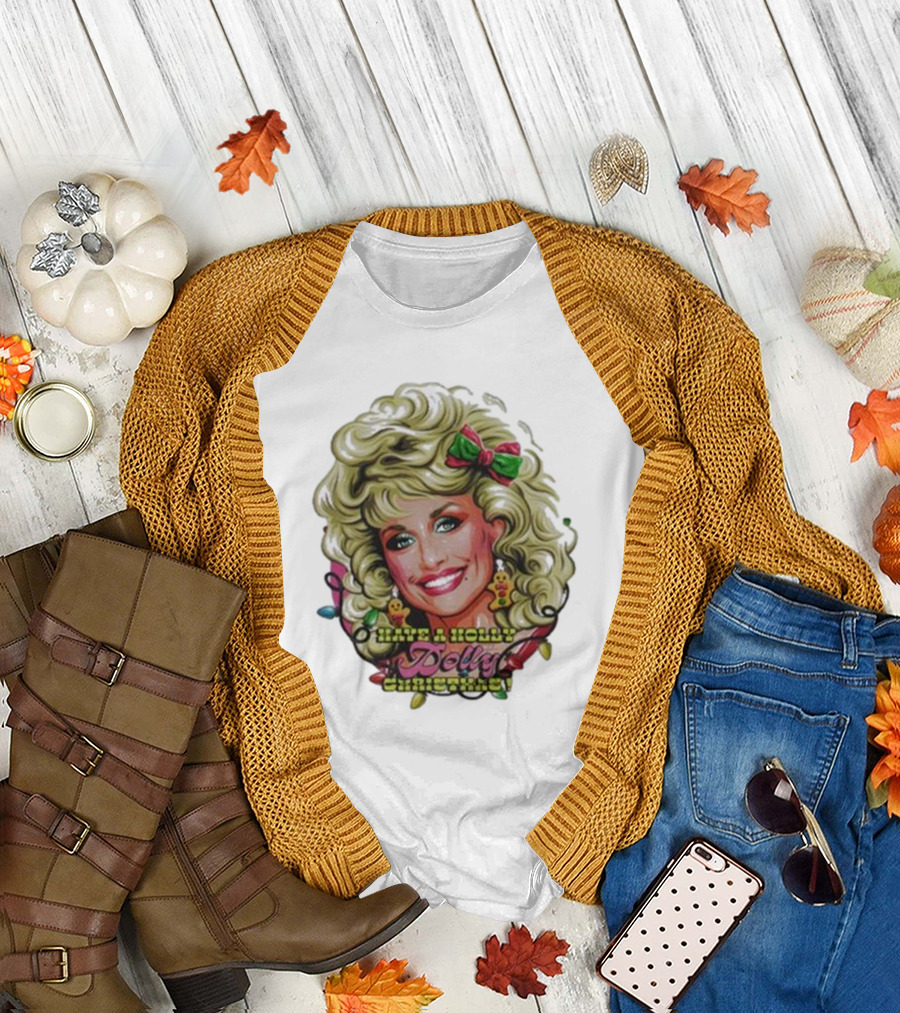 Have A Holly Dolly Christmas with Festive Lights Gingerbread Decor T-Shirt